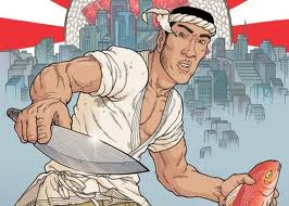 graphic holding fish