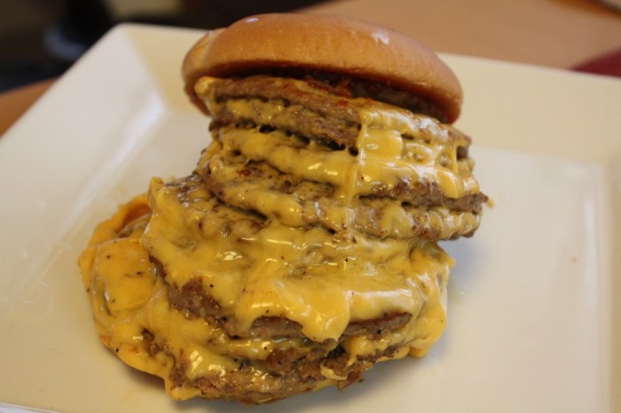 supersized cheeseburgers