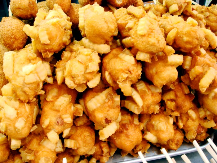 corndogs embedded with french fries