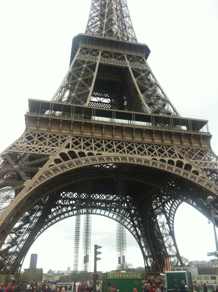 Eiffel Tower Jules VErne Restaurant from ground