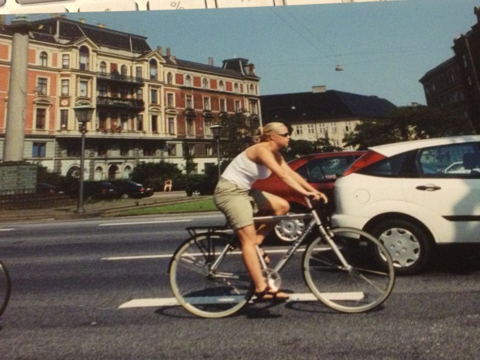 Danish blonde biking