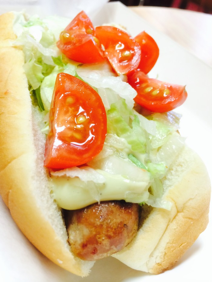 Hot Doug's BLT hot dog