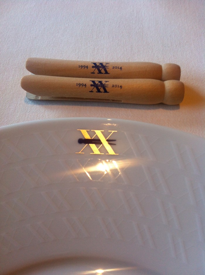 XX Clothespins and plate