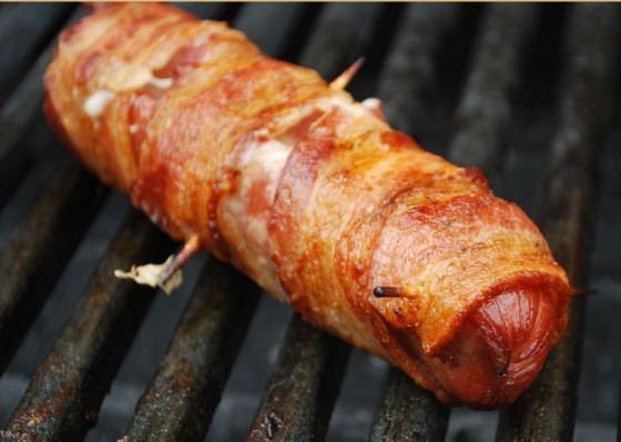 bacon wrapped hot dogs