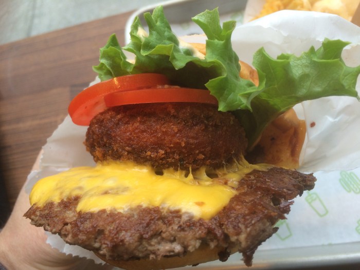 mushroom stuffed shake shack burger
