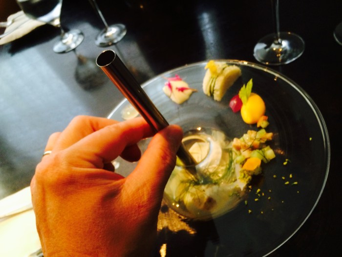 Alinea recipes clam nectar with straw
