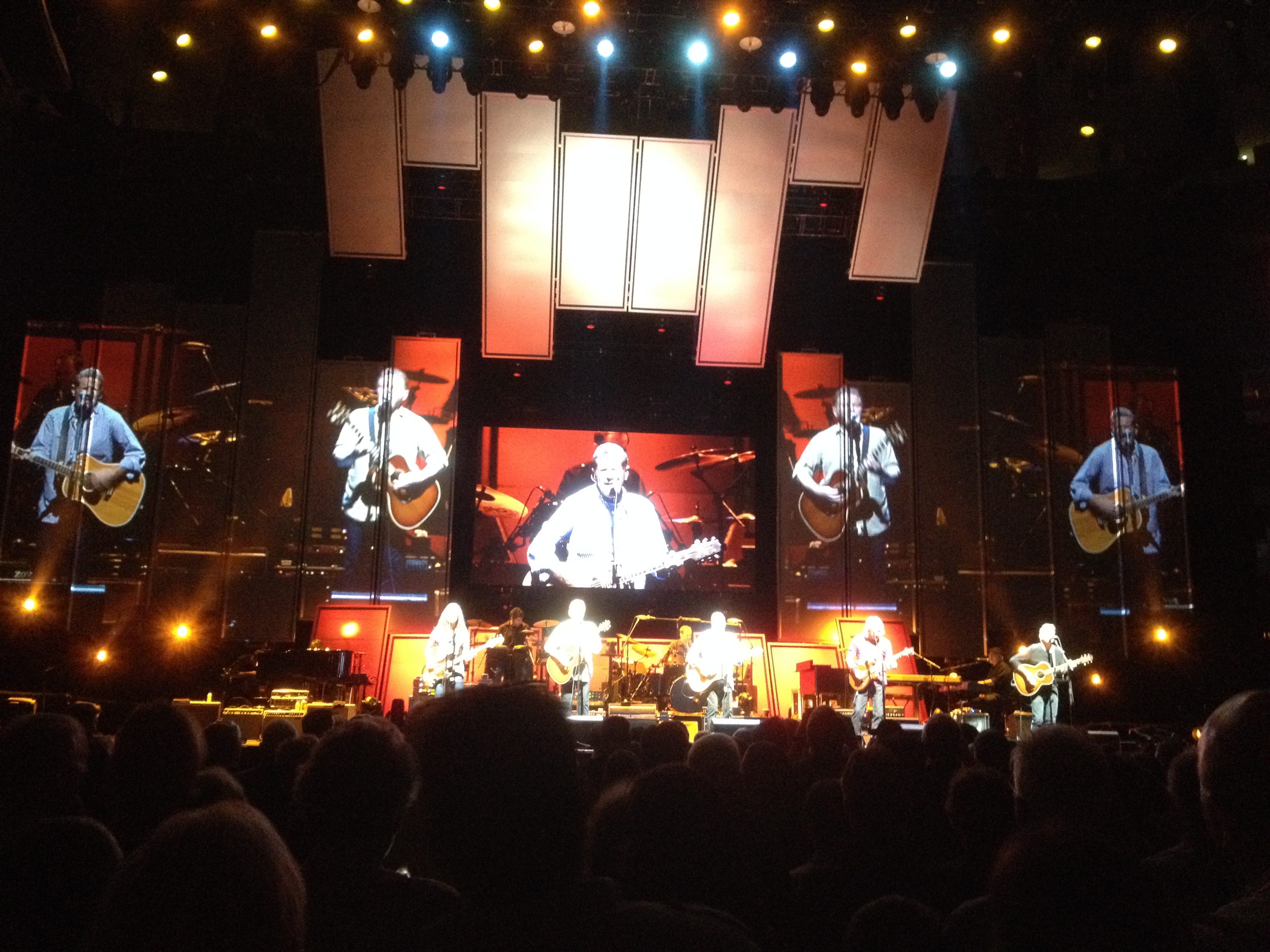 The Eagles harmonizing in concert