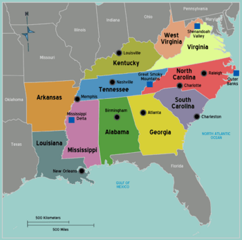 The american south map