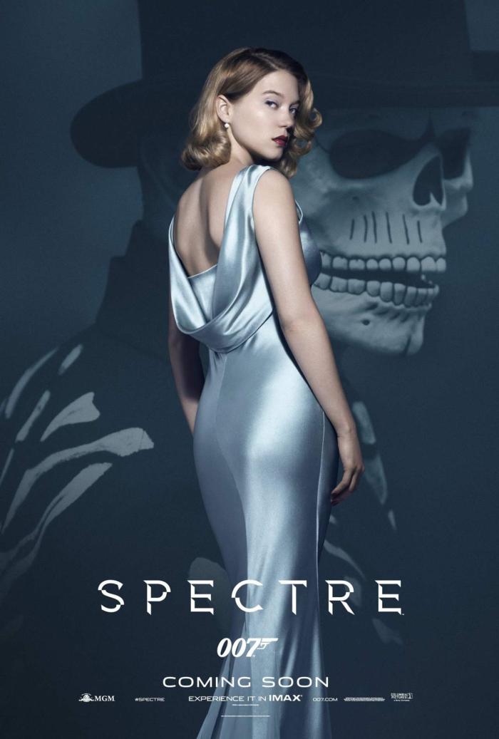 james-bond-girl-spectre-look-lea-seydoux-grey-dusty-satin-silk-maxi-dress-poster