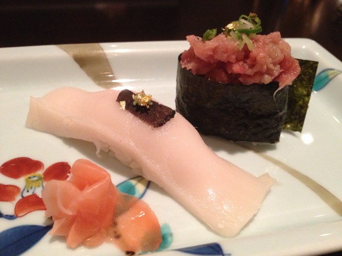 yellowtail sushi with truffle